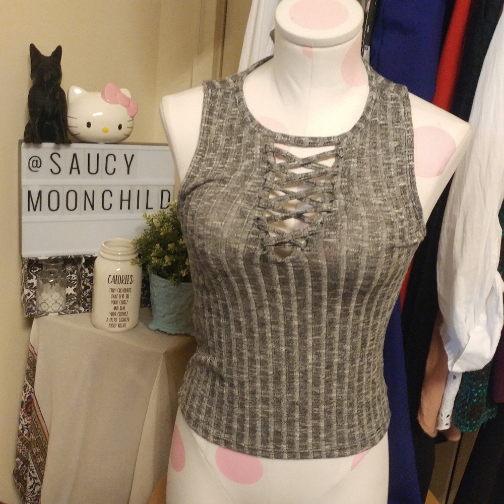 American Eagle | Essentials Gray Ribbed Tank Top M - image 2